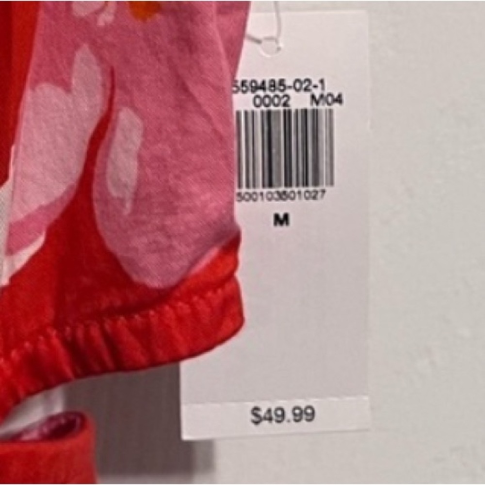 Old Navy Dress Women’s Medium Cutout Midi Shirt Dress Button Up Pink Red Floral. - Picture 5 of 7